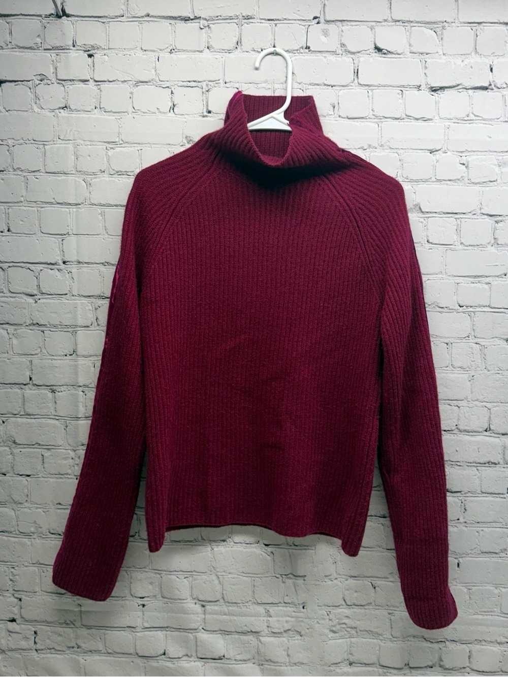 Haider Ackermann Burgundy Ribbed Turtleneck Sweater size S